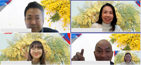Distribution of virtual backgrounds and profile picture frames with mimosa flowers for online meetings