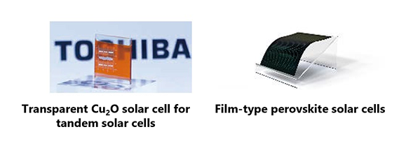 Images of film-type perovskite solar cells and tandem solar cells
