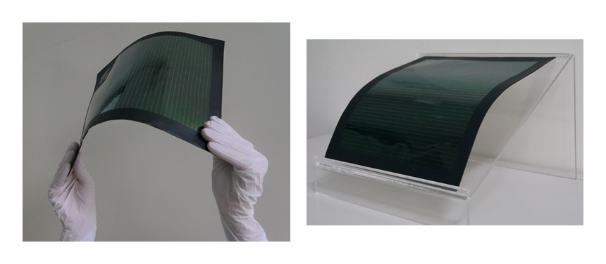 Figure 3: Toshiba’s polymer film-based perovskite large-area photovoltaic module applied the one-step meniscus coating method.